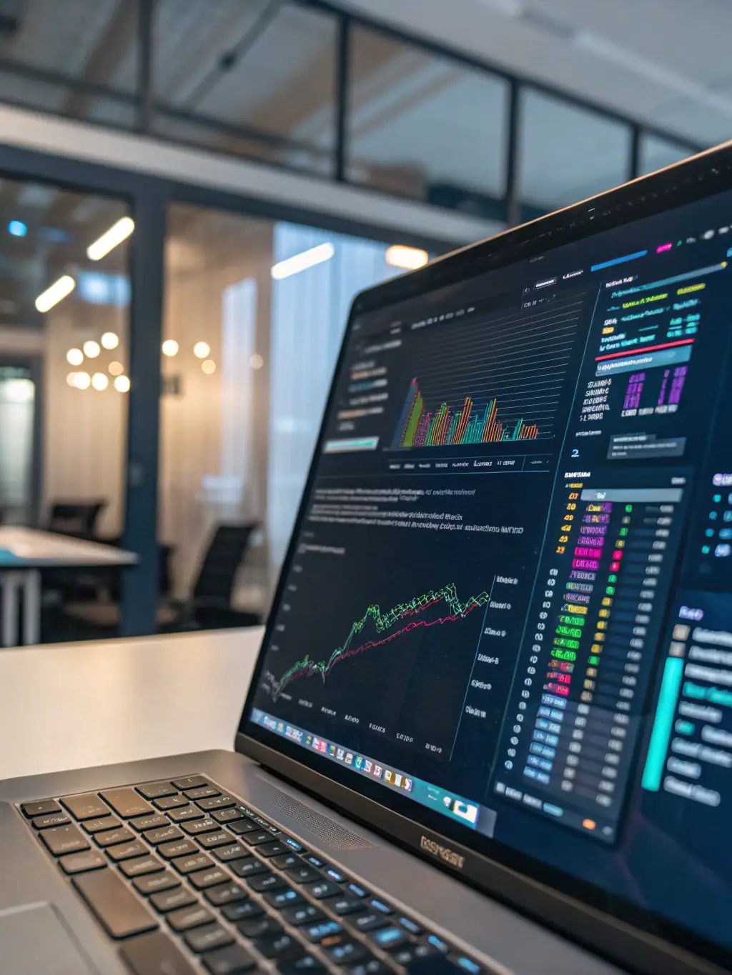 An image of a data analytics dashboard with AI insights highlighting marketing trends and customer behavior, showcasing AI analytics.